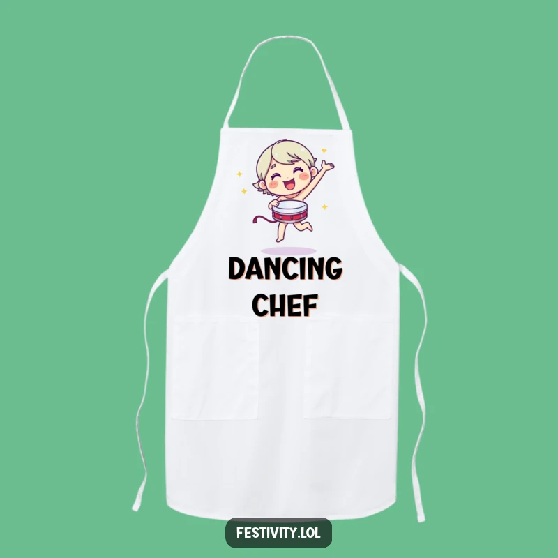 Funny Dancing Apron - Merry Tambourine Style - Kitchen Rhythm