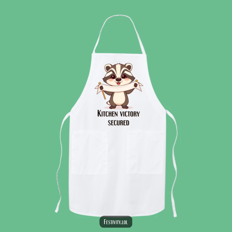 Funny Badger Banner Apron: Cook Up Triumphs in the Kitchen