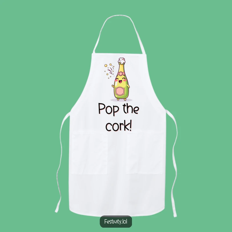 Funny Champagne Pop Apron: Cheerful Bartender's Spray, Perfect Funny Gift