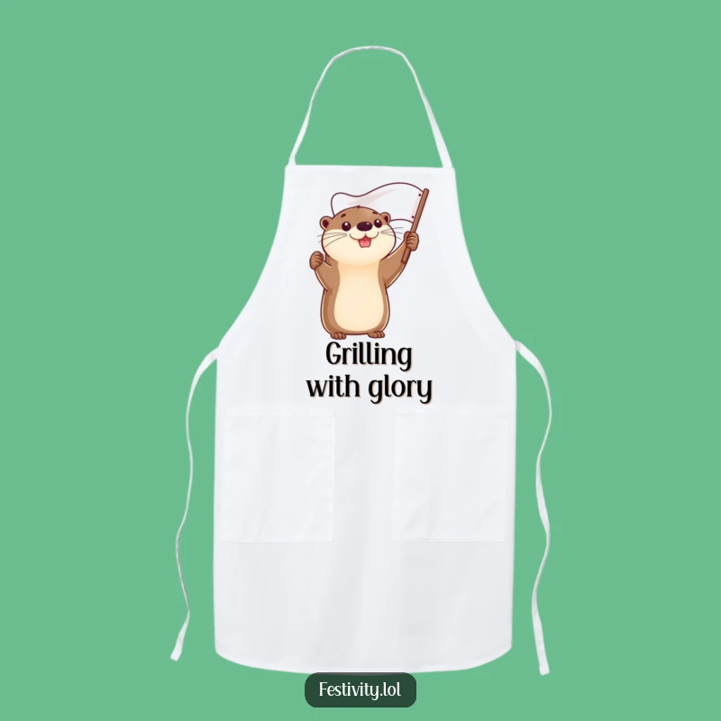 Funny Determined Otter Flag Apron - Cook with Victory in Mind!