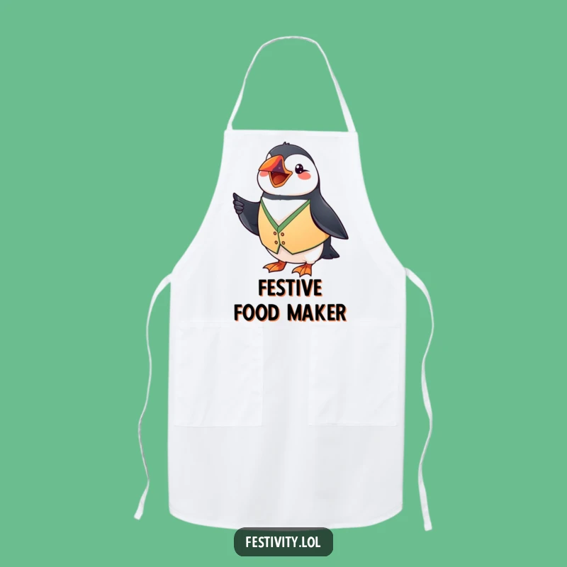 Funny Puffin Flag Apron: Cook with Festive Spirit