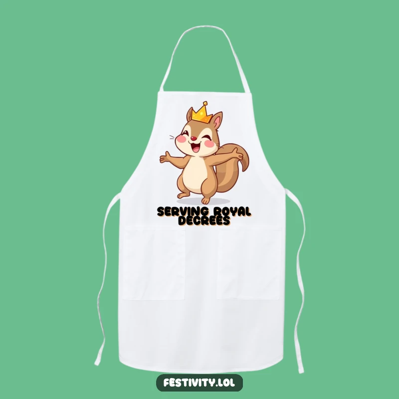 Funny Squirrel Dancing Crown Apron - Hilarious Royal Kitchen Wear Gift