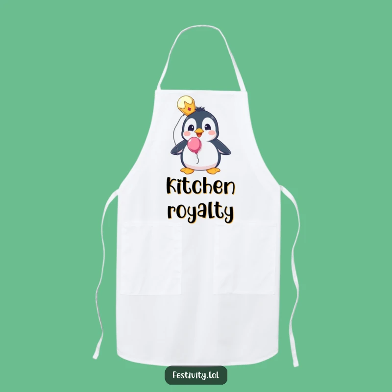 Funny Penguin King Apron - Cook with Royal Surprise!