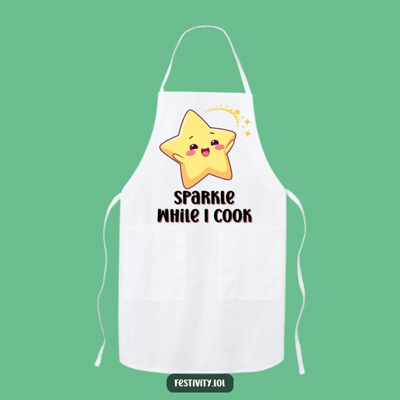 Funny Star Glitter Arc Apron: Cook with Hilarious Celestial Sparkle