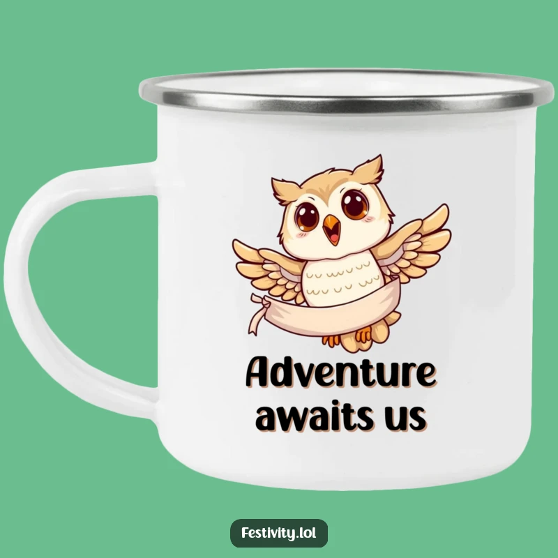 Funny Owl Banner Camping Mug: Outdoor Wisdom, Durable Funny Gift Cup