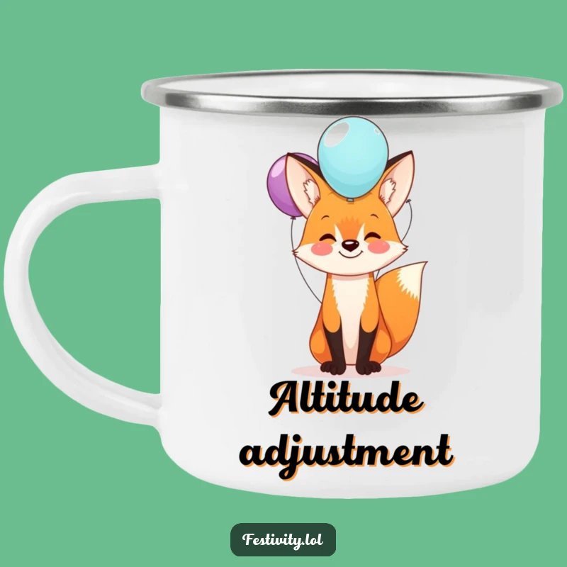 Funny Fox Balloon Camping Mug: Outdoor Fun, Balanced Brews, Rugged Gift