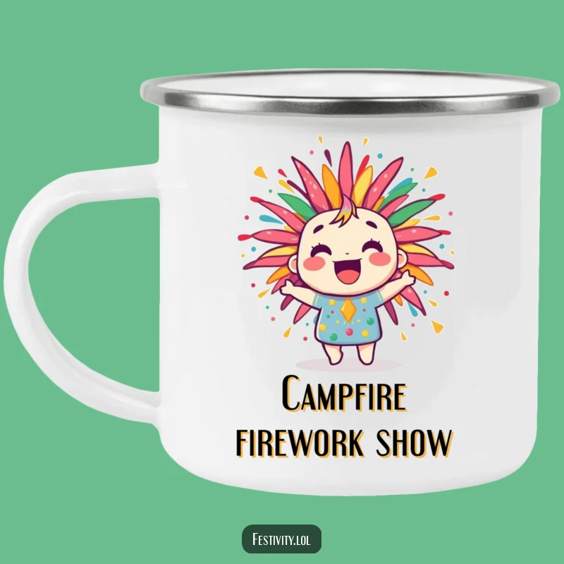Funny Firework Camping Mug: Jubilant Burst Outdoors