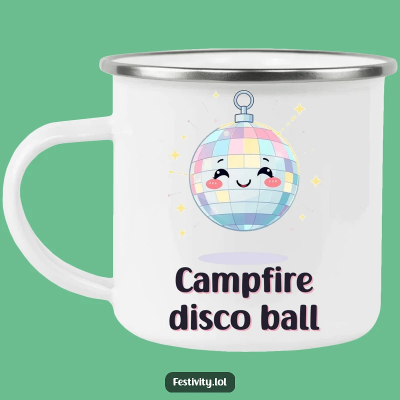 Funny Disco Ball Camping Mug: Satisfied Twinkle Under the Stars