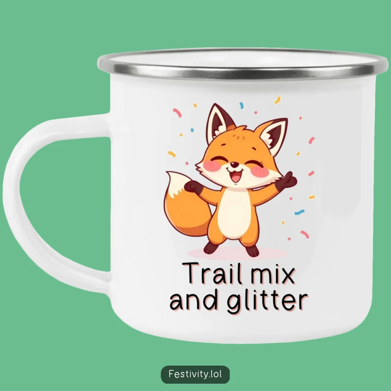 Funny Fox Dancing Confetti Camping Mug: Fuel Your Adventures with Fun!
