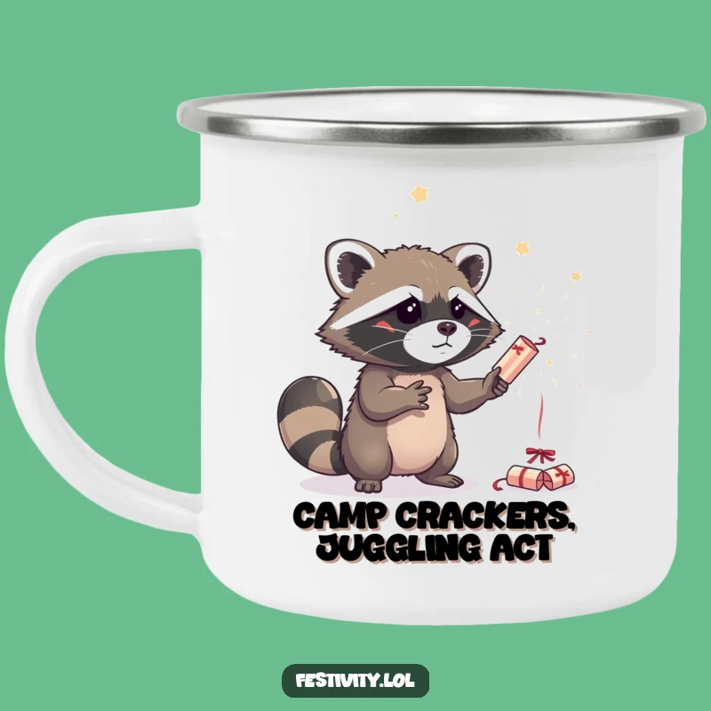 Funny Raccoon Campfire Mug: Outdoor Juggling Fun!