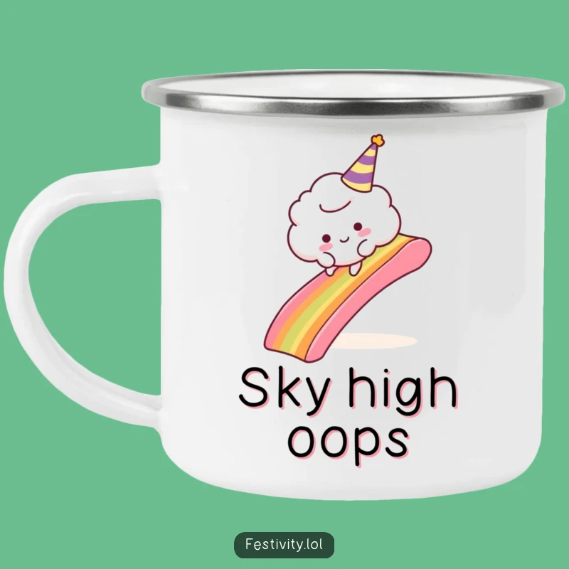 Funny Cloud Adventure Camping Mug: Trailside Laughs with a Comical Sky Trip, Excellent Funny Gift