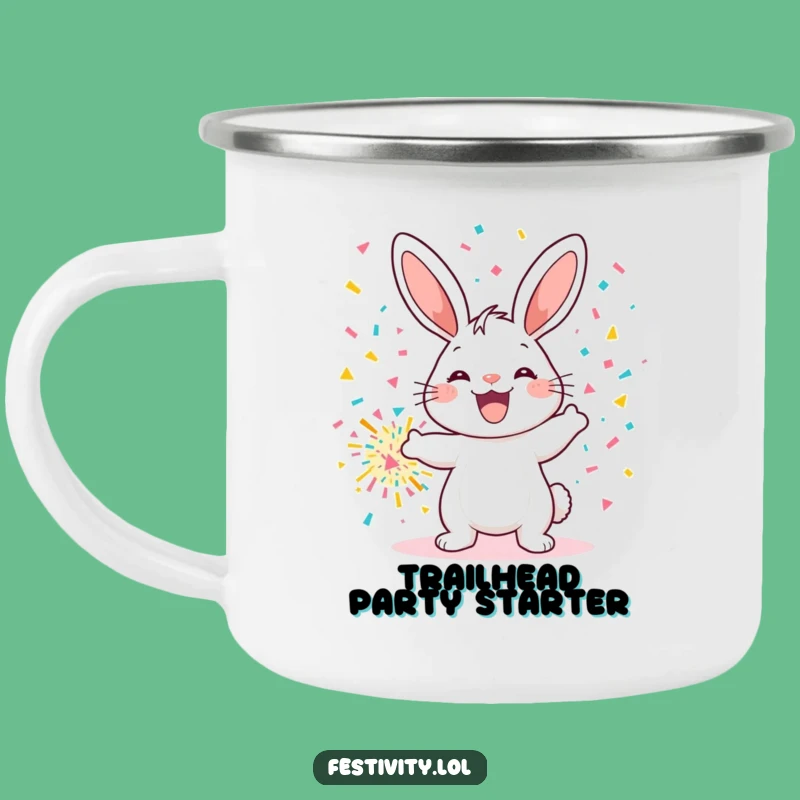 Funny Confetti Bunny Camping Mug: Adventure-Ready Humor