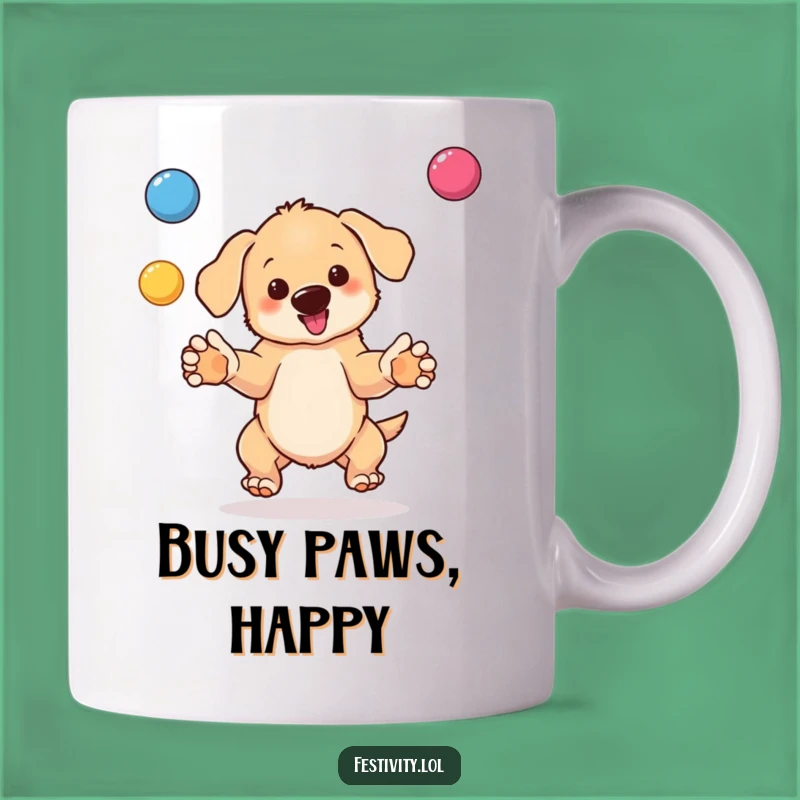 Funny Puppy Juggling Mug: Hilarious Gift for Dog Lovers & Multi-Taskers!