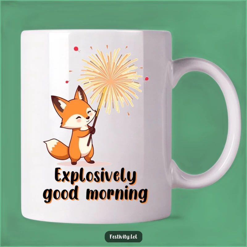 Funny Fox Firework Mug: Bold & Exciting Gift for Explosive Fun Lovers
