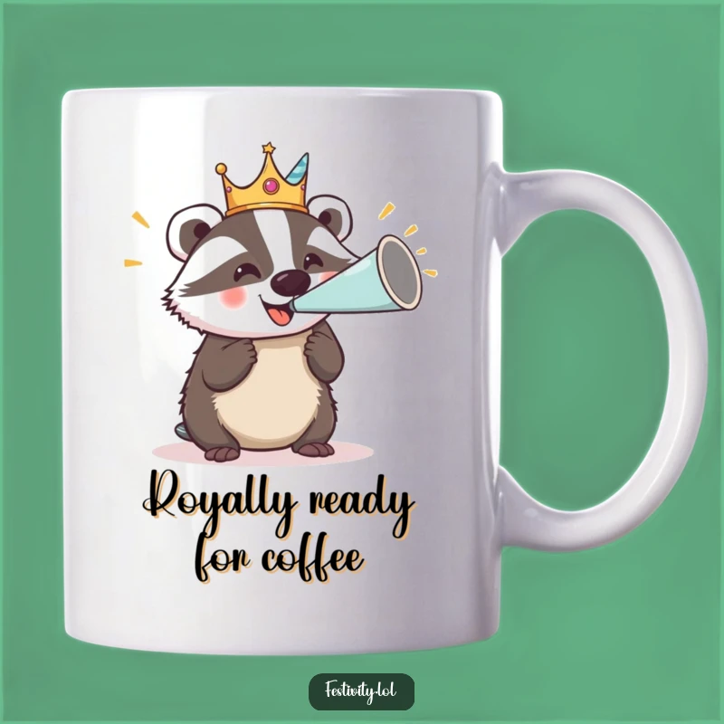 Funny Badger Party King Mug: Hilarious Gift for Royalty