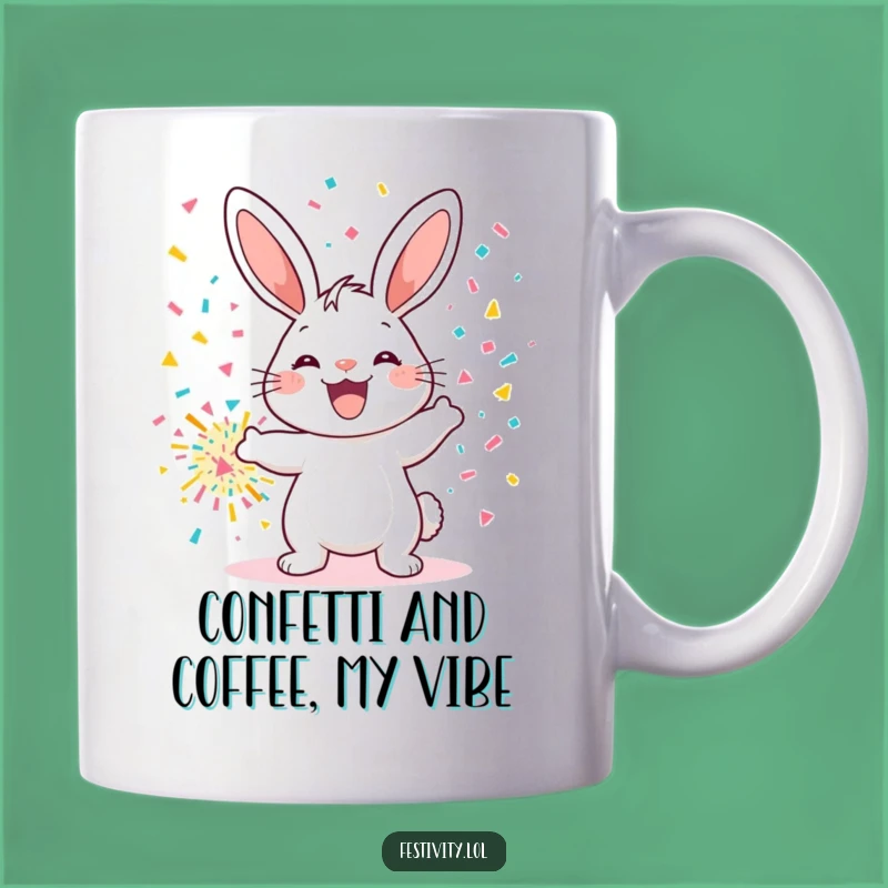 Funny Confetti Bunny Mug: A Cheerful Gift for Joyful Moments
