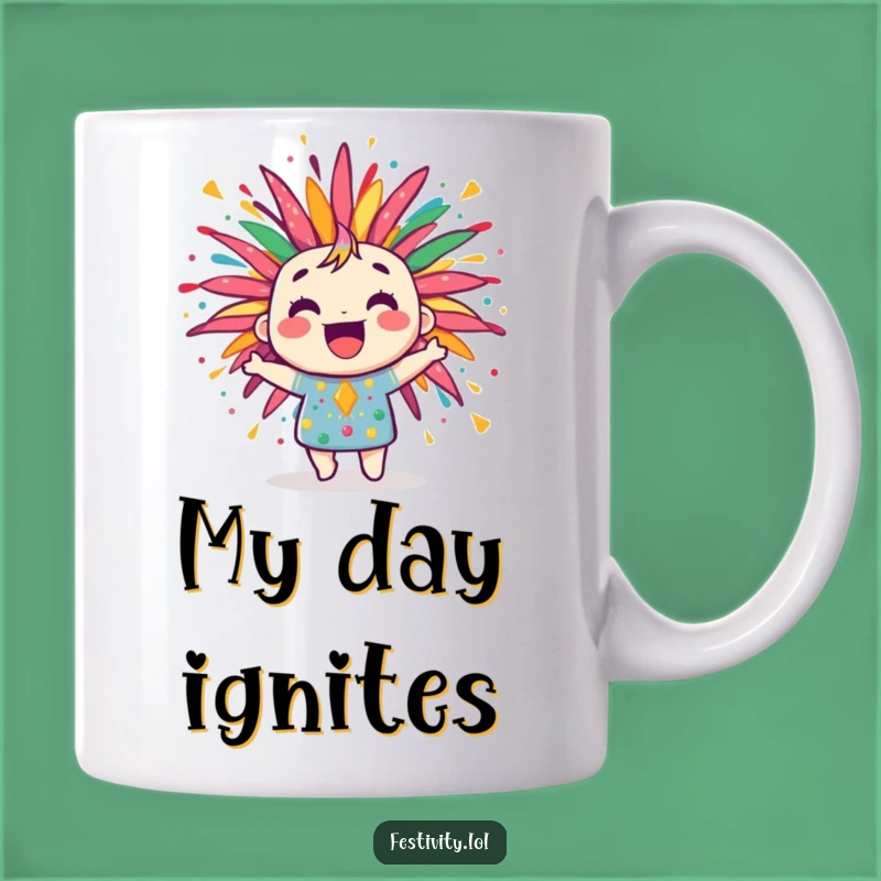 Funny Firework Mug: Jubilant Burst of Color, Joyful Celebration Gift