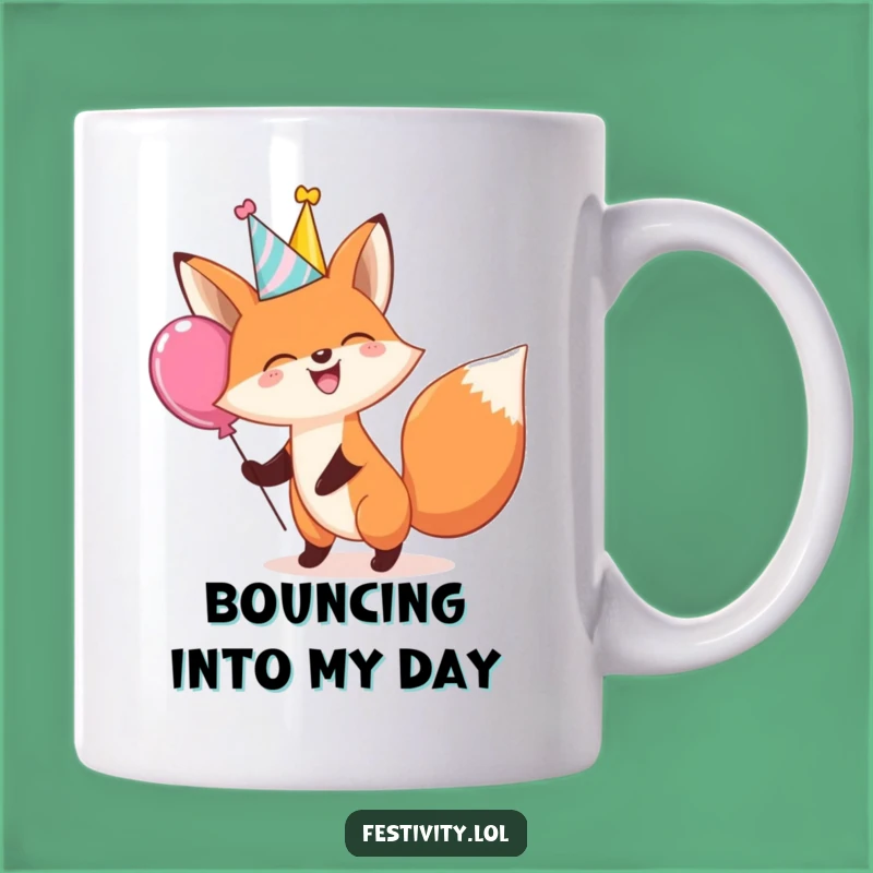 Funny Giggling Fox Balloon Mug: Perfect Gift for a Joyful Start