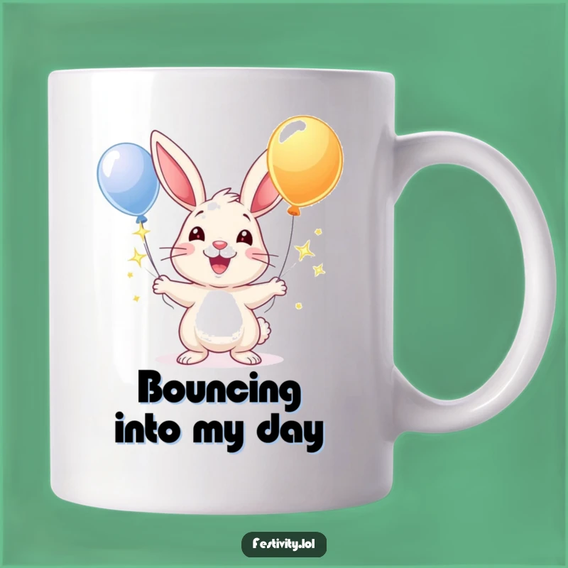 Funny Rabbit Juggling Balloons Mug: Add Cheer to Your Day Hilariously!