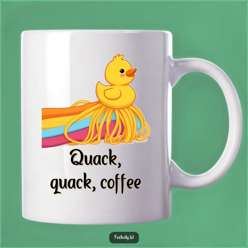 Funny Spaghetti Rainbow Duck Mug: Hilarious Gift for Playful Souls