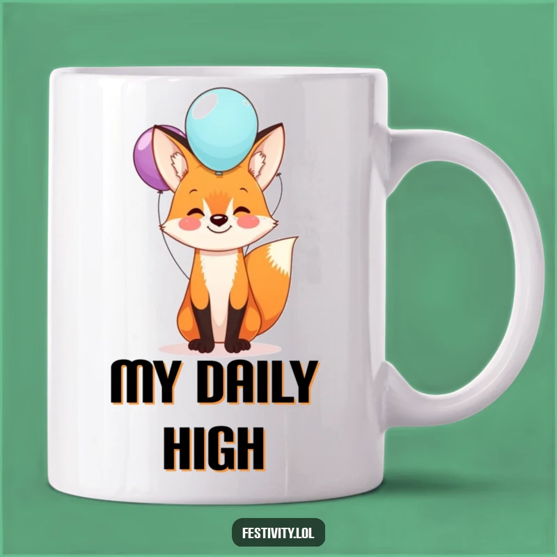 Funny Fox Balloon Mug: Happy Balance Act, Perfect Whimsical Gift