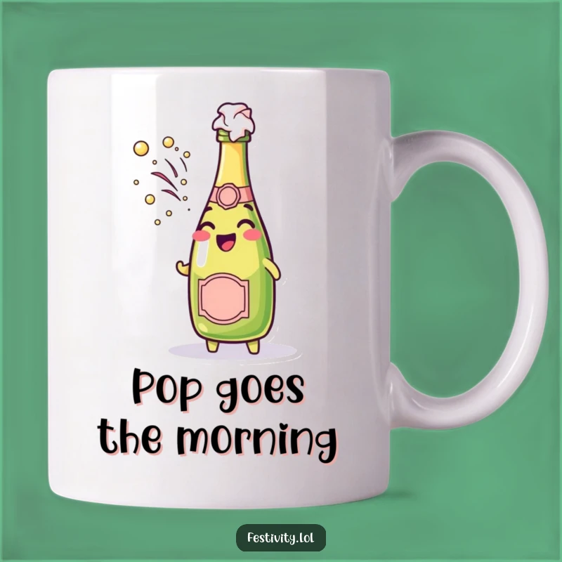 Funny Champagne Pop Mug: Cheerful Bubbly Spray, Perfect Funny Celebration Gift
