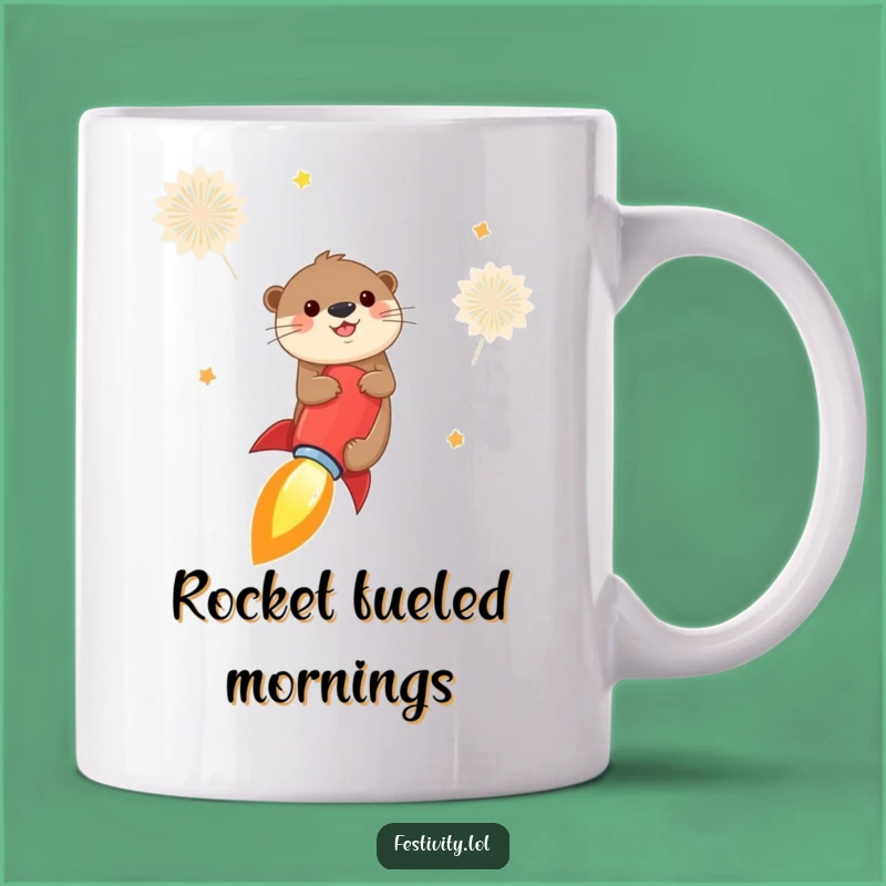 Funny Otter Rocket Mug: Cheerful Ride, Perfect Humorous Gift