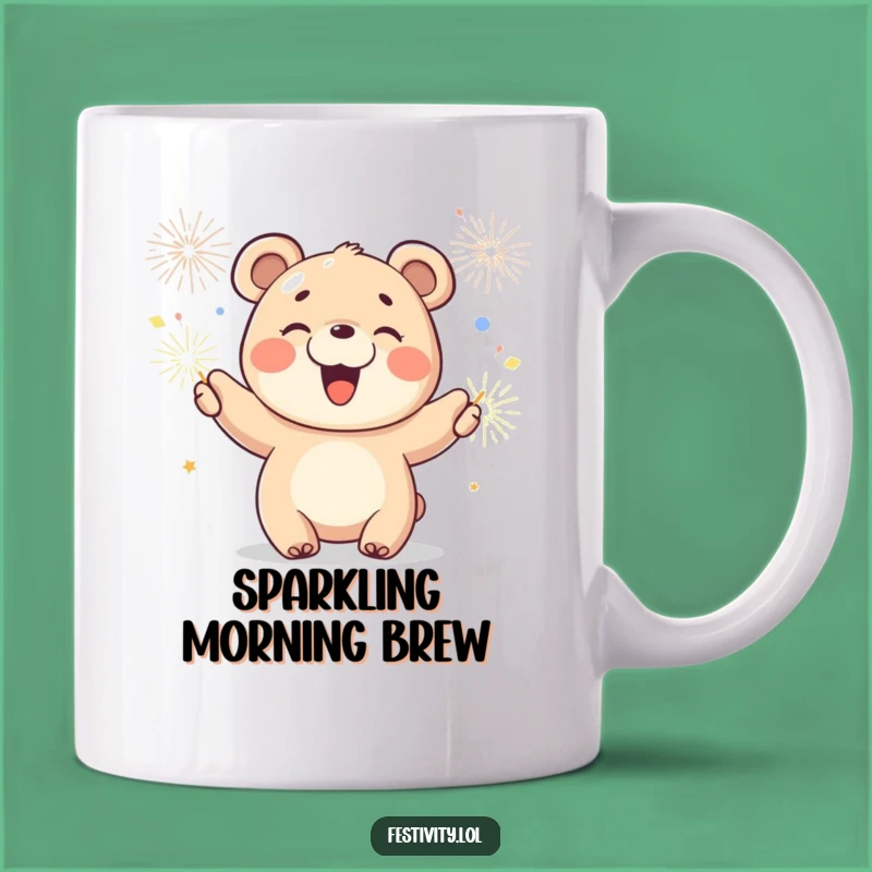 Funny Joyful Bear Cub Sparkler Mug - Celebrate Moments with Cute Humor