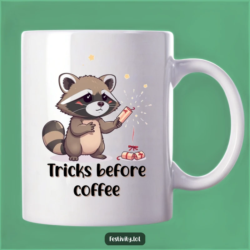 Funny Raccoon Juggling Mug: Hilarious Gift for Party Goers