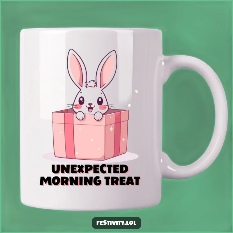 Funny Surprised Bunny Gift Box Mug - A Hilarious Peek-a-Boo Surprise Gift