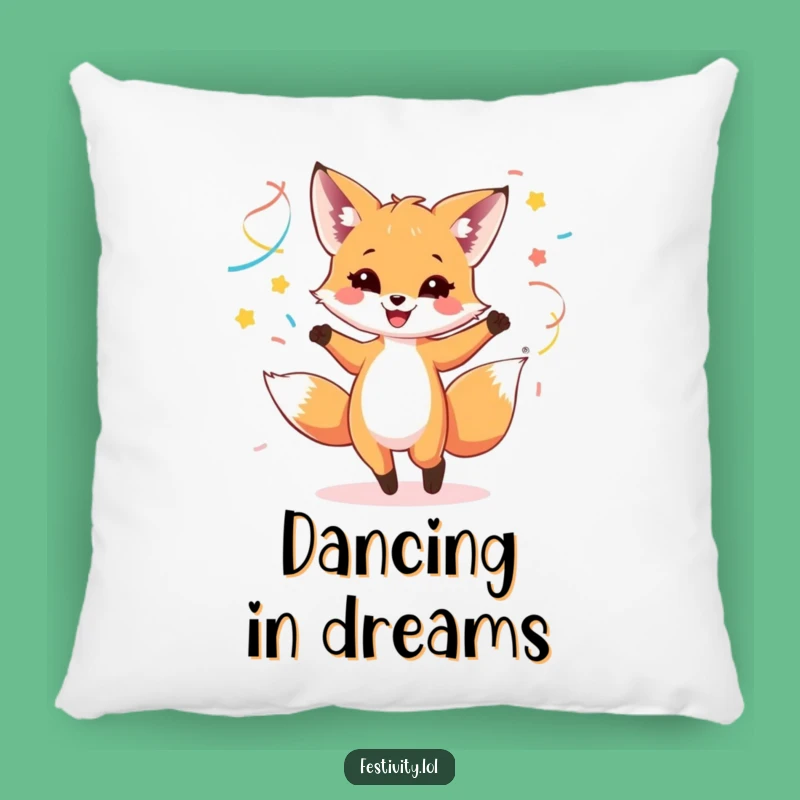 Funny Fox Cub Dance Pillow - Snuggle Up with Streamer Fun!