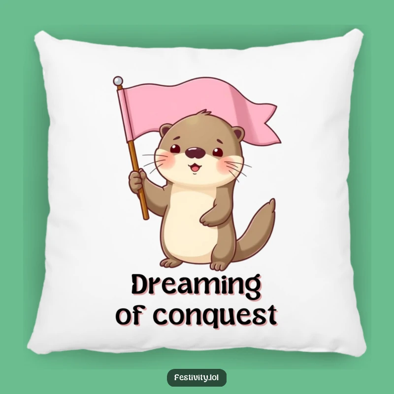 Funny Determined Otter Flag Pillow: Cozy Comfort for Champions