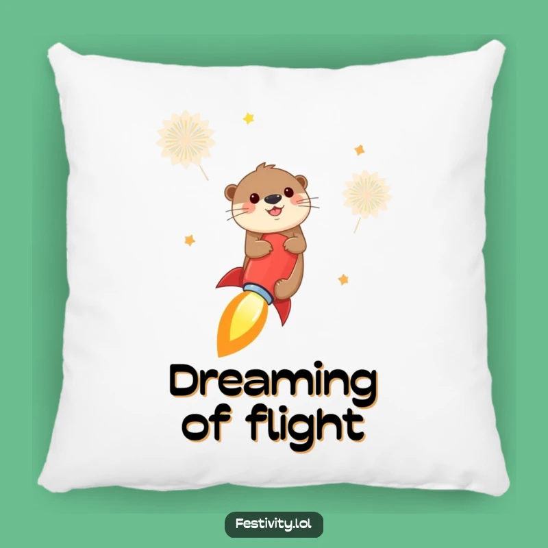Funny Otter Rocket Pillow: Cozy Adventure, Cheerful Comfort, Adorable Gift