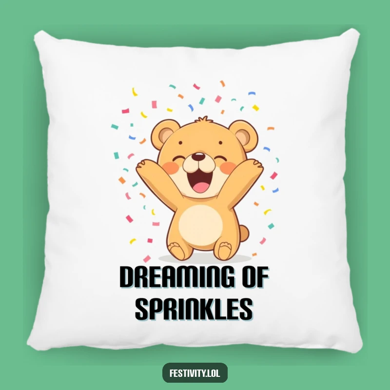 Comfy Funny Bear Cub Confetti Pillow: Cuddle Up with Joy, Perfect Funny Gift