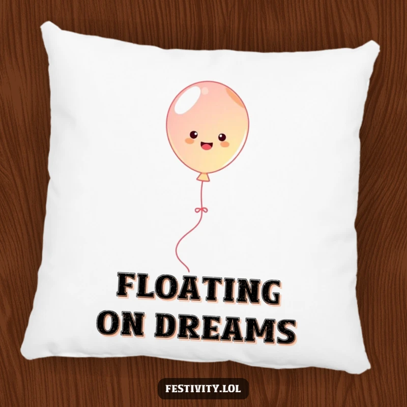 Funny cute balloon bouncing with streamers, a humorous and comfortable pillow for sofa or bed.