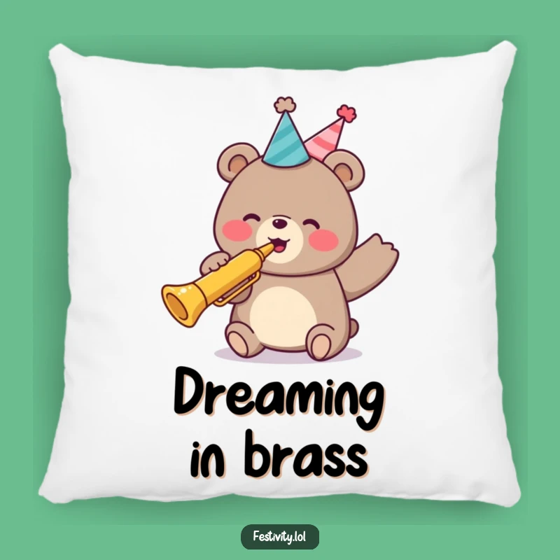 Funny Bear Party Trumpet Pillow: Soft Comfort and Hilarious Vibes!