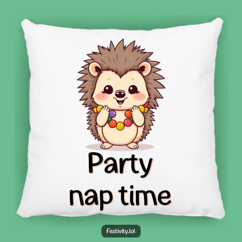 Funny Cheerful Hedgehog Pillow: Huggable Comfort with a Festive, Joyful Design