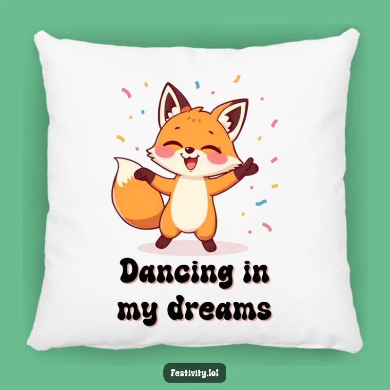 Funny Fox Dancing Confetti Pillow: Cuddle Up with Pure Merriment!