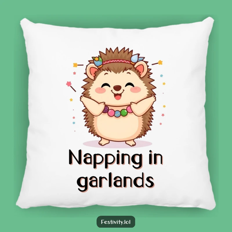 Funny Hedgehog Garland Dance Pillow: Cozy Comfort with a Festive, Hilarious Design