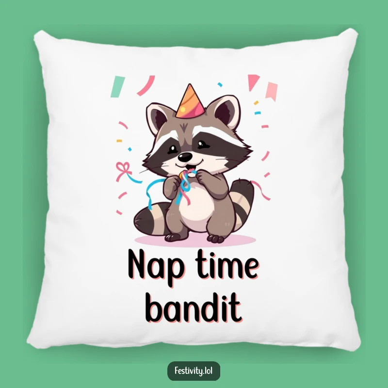 Funny Raccoon Pillow: Cozy and Hilarious Party Streamer Thief Accent
