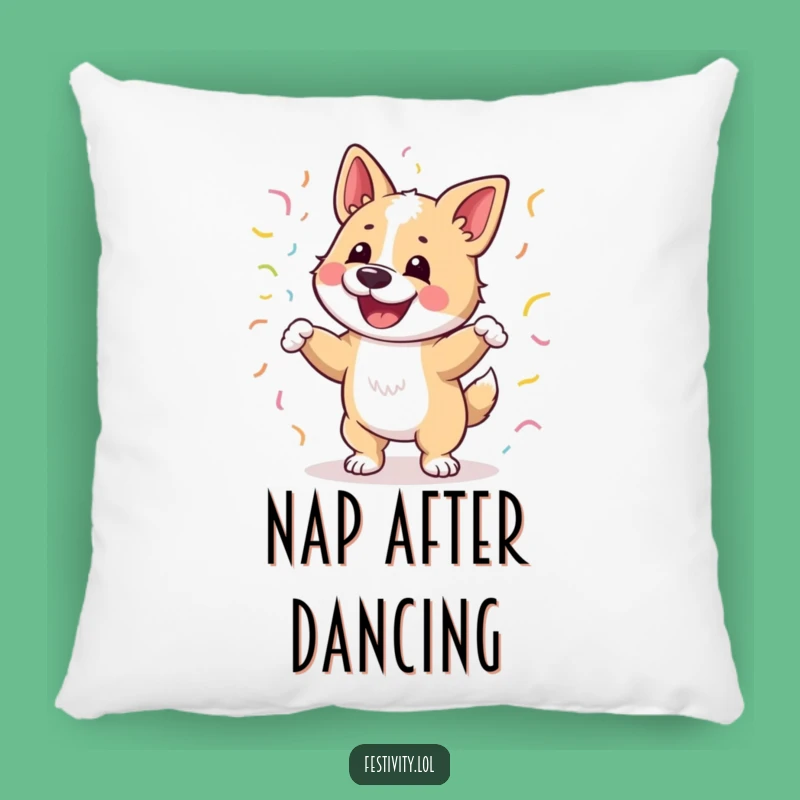 Funny Dancing Dog Pillow: Cozy Celebration Cushion, Humorous Accent