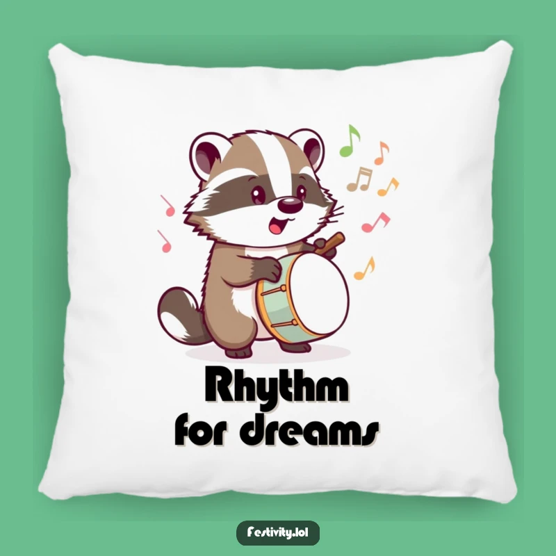 Funny Badger Drummer Pillow: Cozy Up with Musical Comfort!