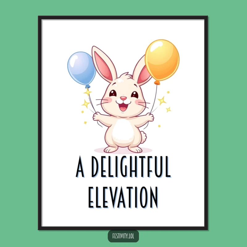 Funny Rabbit Juggling Balloons Digital Art: Instant Joy for Your Walls!