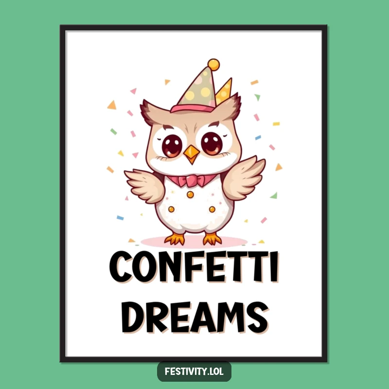 Funny Owl Party Print: Tiny Planner Confetti Art, Instant Funny Gift Download