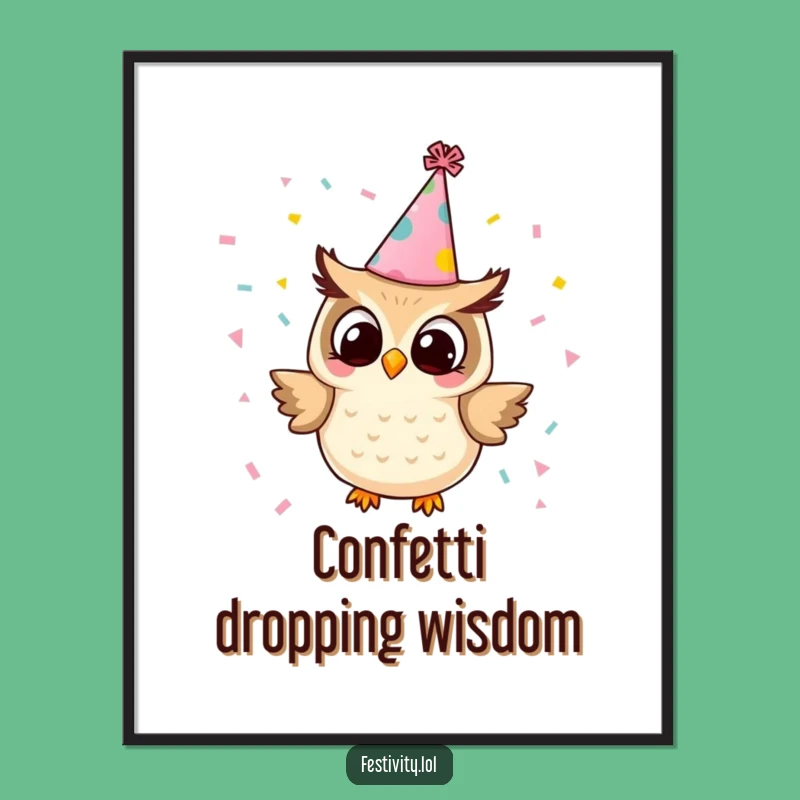 Funny Owl Party Digital Art Print: Instant Download of Hilarious Festive Decor