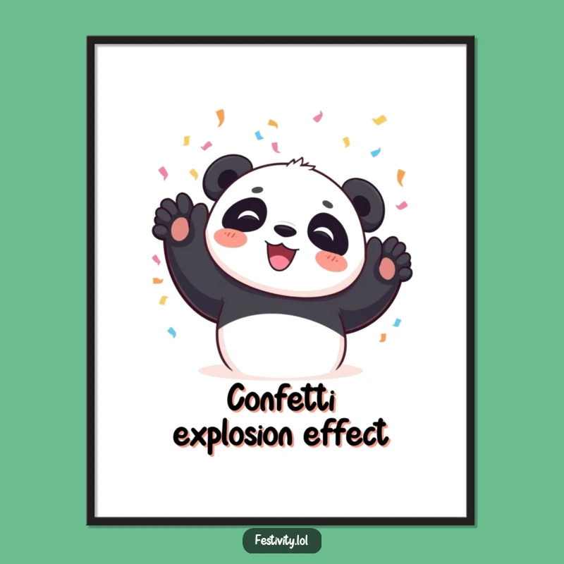 Funny Panda Confetti Digital Art: Instant Joyful Wall Decor