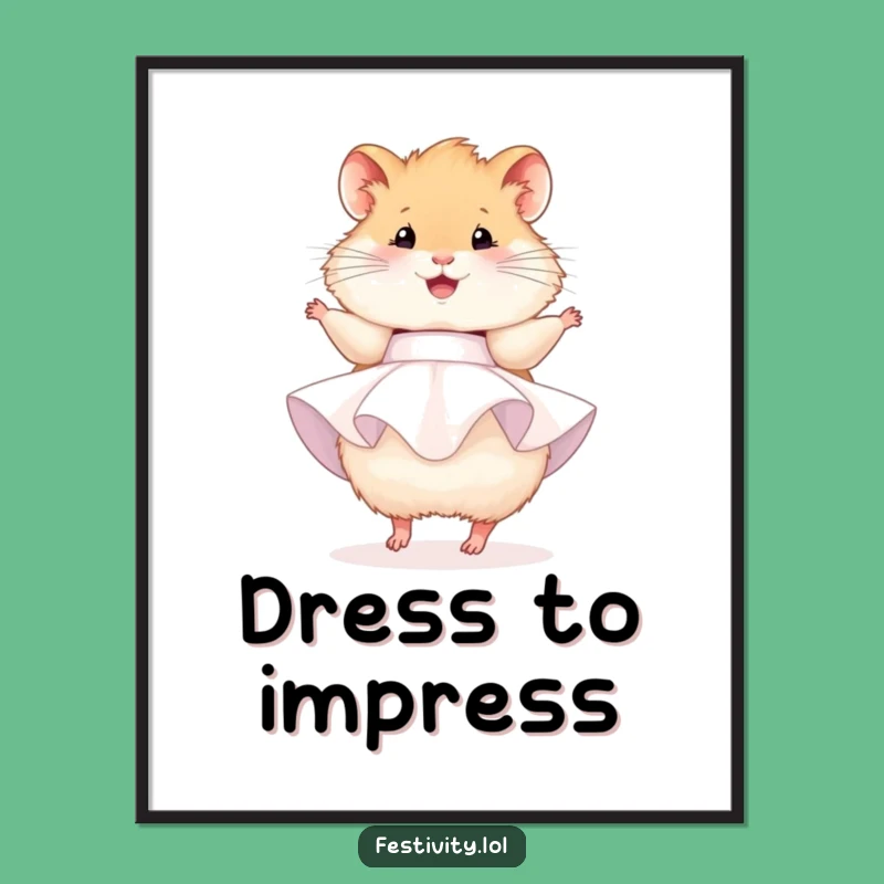 Funny Hamster Party Digital Art: Printable Cute Design, Instant Funny Gift Download