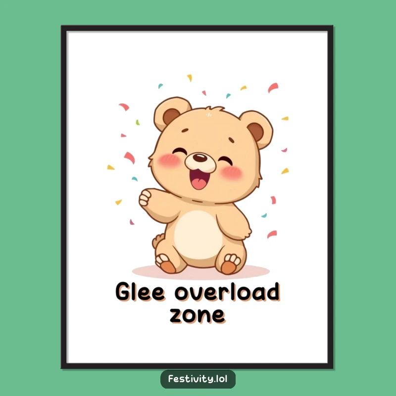 Funny Bear Cub Digital Art - Instant Giggles and Confetti Cheer!