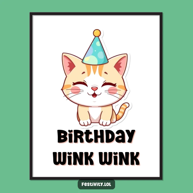 Funny Cat Birthday Digital Art: Printable Celebration for Walls