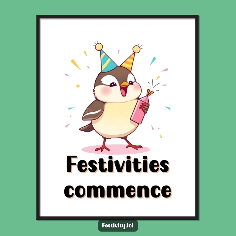 Funny Chickadee Party Popper Digital Art - Instant Joyful Decor for Your Walls!